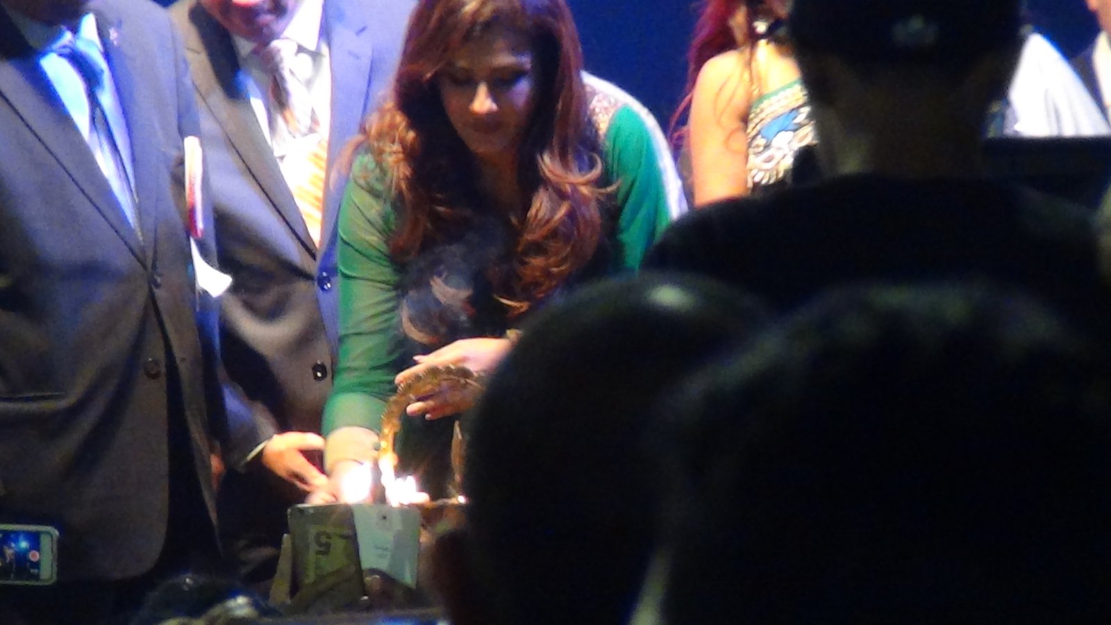 Raveena Tandon lighting the lamp at the Indian Independence Day Celebration